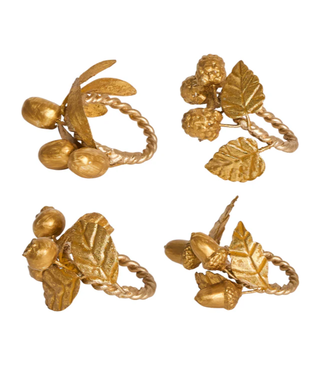 Juliska Forest Walk Leaf Napkin Ring Assorted Set/4 - Gold