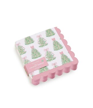 Two's Company Fancy and Festive 3-Ply Paper Cocktail Napkin with Scalloped Edge