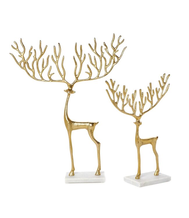 S/2 Golden Reindeer Sculptures
