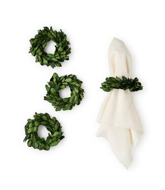 Two's Company S/4 Boxwood Wreath Napkin Rings