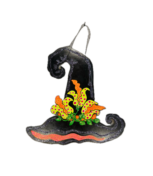 Cynthia Kolls Wooden Witch Hat Doorhanger