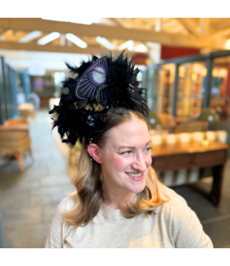 Leah Roeber Halloween Feather Headpiece with Ouija Planchette and Flower