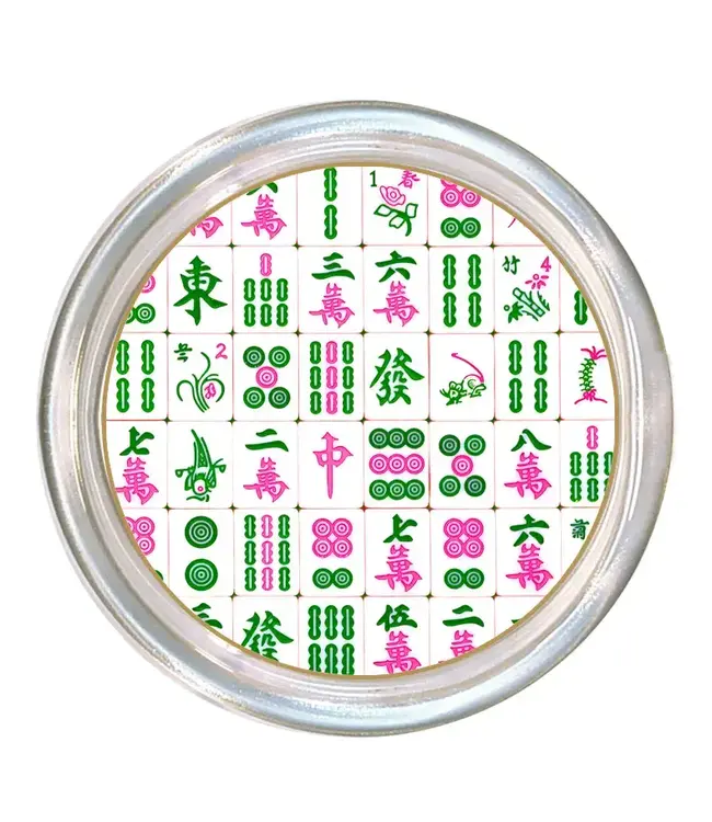 Pink and Green Mahjong Wine Coaster
