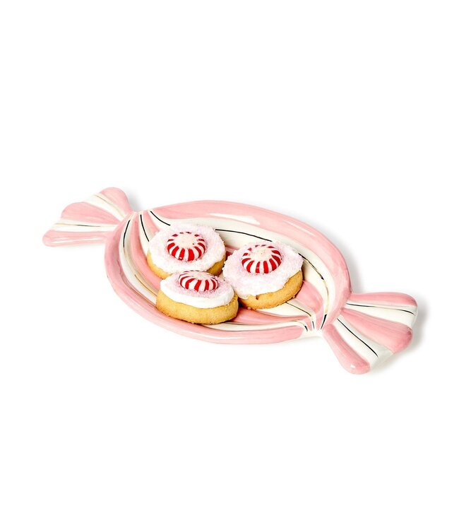 Peppermint Twist Candy Shape Tidbit Dish with Metallic Gold Accent