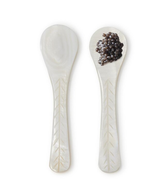 Set of 2 Mother of Pearl Caviar Spoons in Gift Box