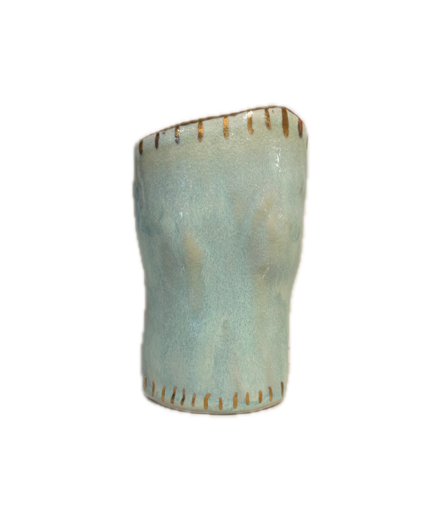 Bust Bud Vase - Aqua/Gold Lines