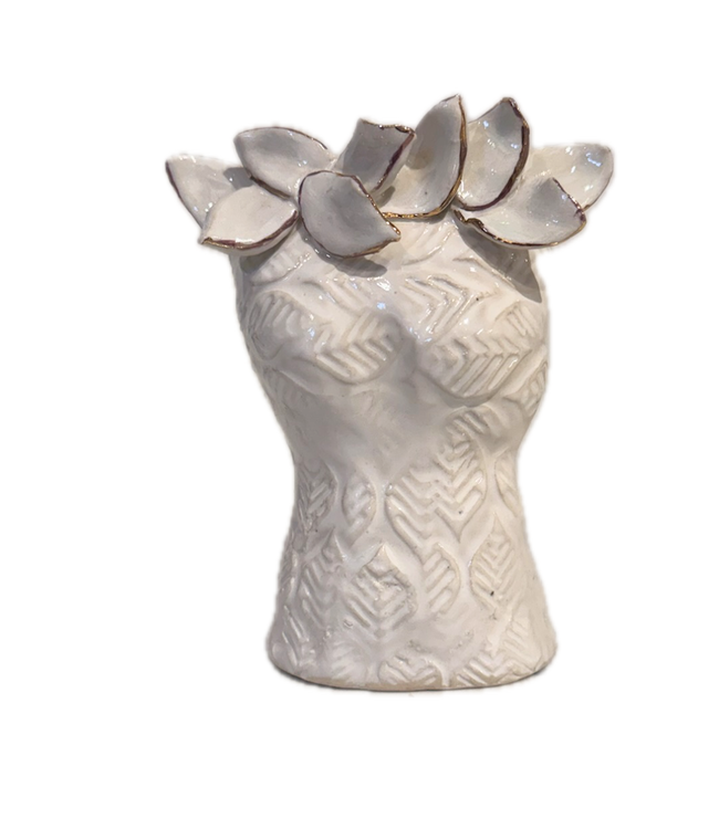 Bust Bud Vase - White/Leaf