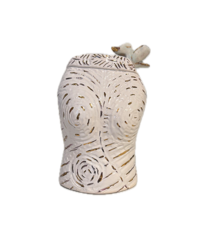 Bust Bud Vase - White with Bird