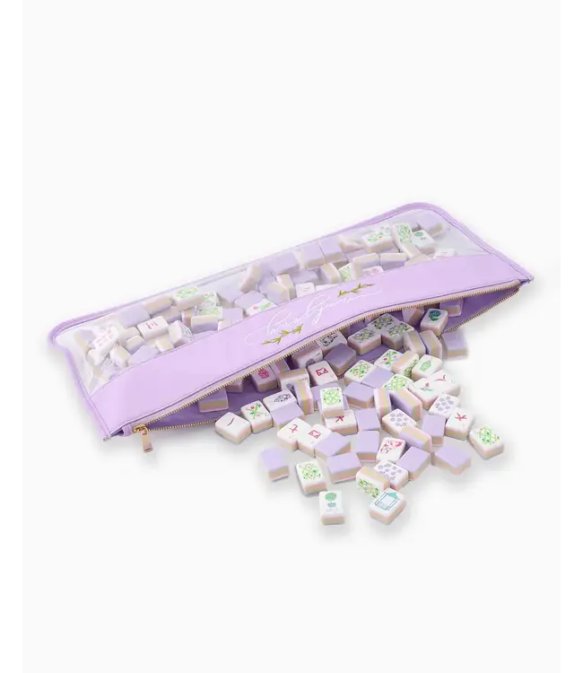 Lilac Script Mahjong Bag