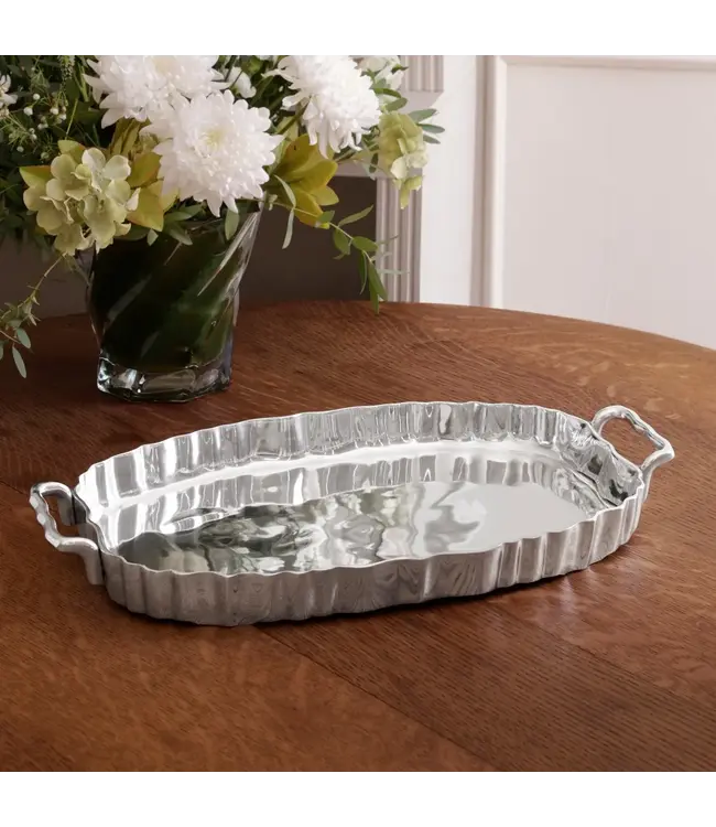 VINTAGE Fluted Oval Tray with Handles