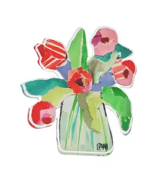 Lauren Dunn Red Striped Tulips Acrylic Bloom Block