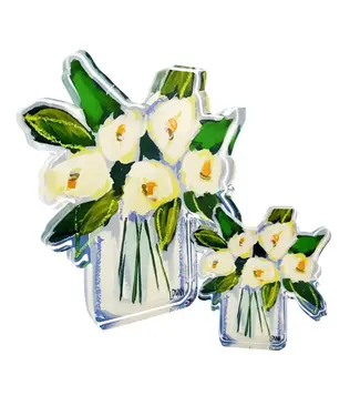 Lauren Dunn White Floral Acrylic Bloom Block Bitty