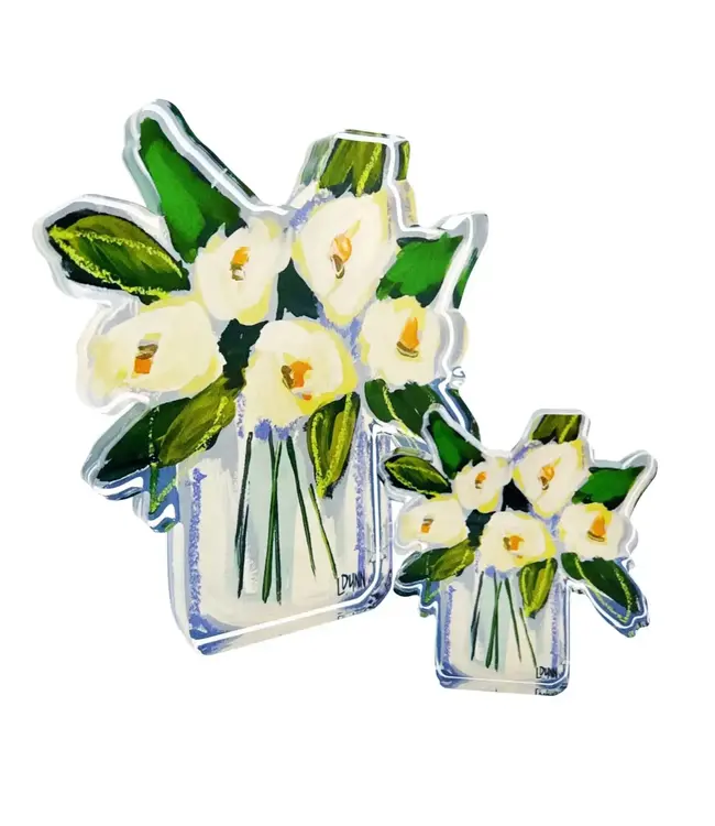 White Floral Acrylic Bloom Block Bitty