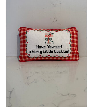 Furbish Merry Little Cocktail Needlepoint Pillow