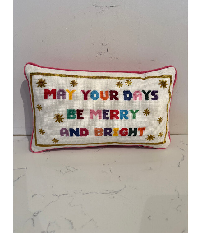 Merry & Bright Needlepoint Pillow