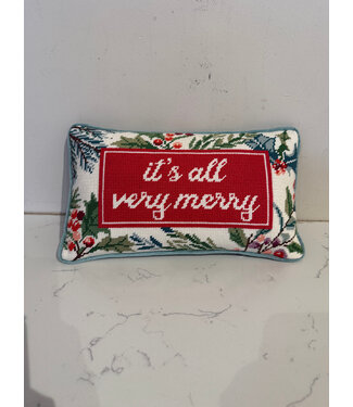 Furbish Very Merry Needlepoint Pillow