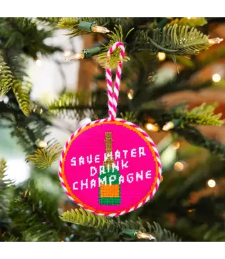 Furbish Needlepoint Ornament - Save Water