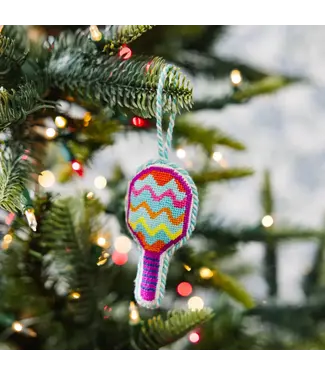 Furbish Needlepoint Icon Ornament -  Pickleball Racket