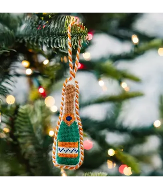 Furbish Needlepoint Icon Ornament -  Champagne Bottle