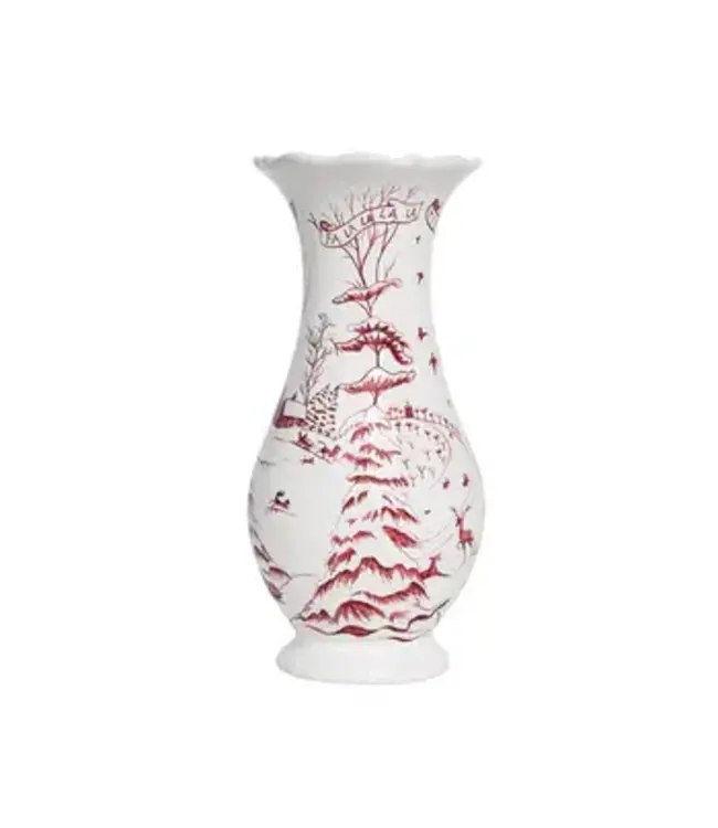 Country Estate Winter Frolic 9" Vase - Ruby