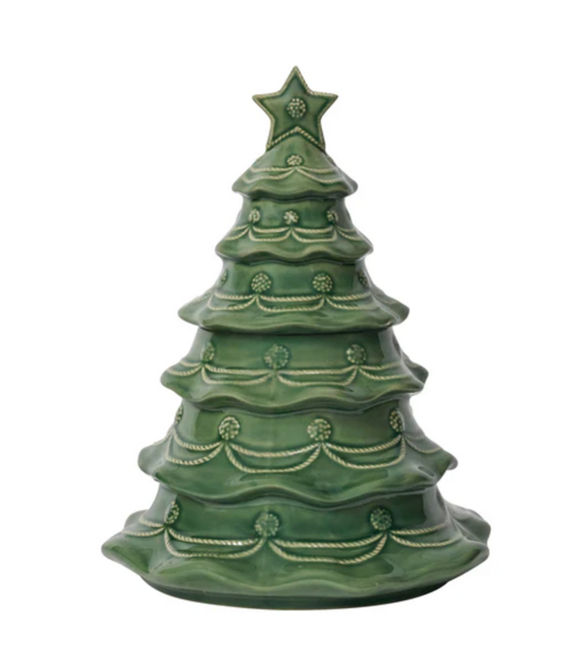 Berry & Thread Christmas Tree Cookie Jar With Lid - Basil