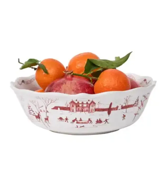 Country Estate Winter Frolic 11" Serving Bowl - Ruby