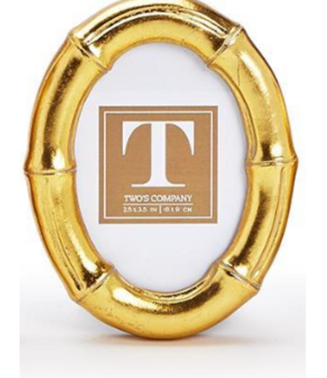 Gold Faux Bamboo Frame Oval 2.5 x 3.5