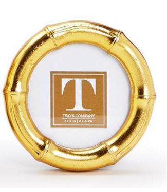 Two's Company Gold Faux Bamboo Frame Circle 3 x 3