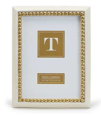 Two's Company Gold Beads 5x7 Photo Frame