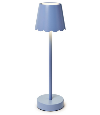 Two's Company Blue LED Potable Table Lamp w/Scalloped Shade