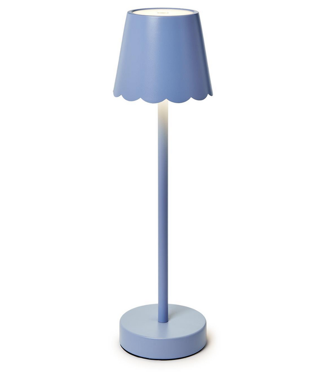 Blue LED Potable Table Lamp w/Scalloped Shade