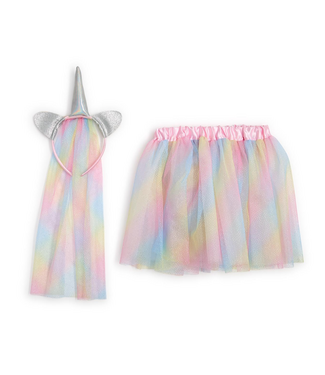 Two's Company Over the Rainbow Dress Up Unicorn Glitter Tutu and Veil Headband