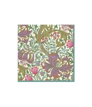 Caspari Golden Lily-Ivory Napkin Box Cocktail