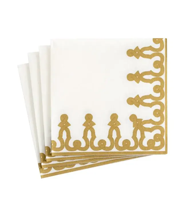 Dessin Passementerie Gold-Ppr Linen Napkin Airlaid Cocktail-15 In