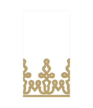 Caspari Dessin Passementerie Gold-Ppr Linen Guest Towels Airlaid - 12 In