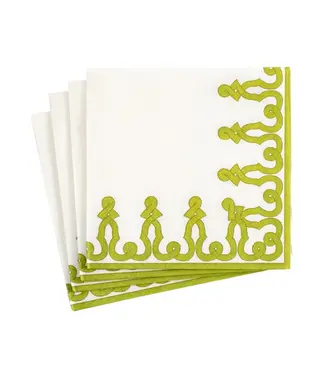 Caspari Dessin Passementerie Moss Green-Ppr Napkin Airlaid Cocktail-15 In