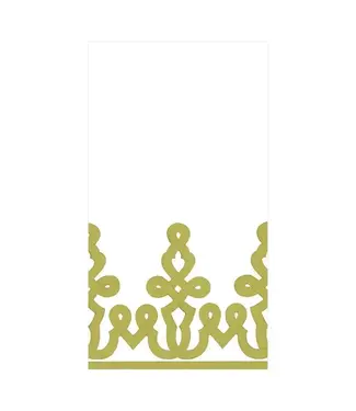 Caspari Dessin Passementerie Moss Green-Ppr Guest Towels Airlaid - 12 In