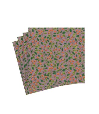 Caspari Berries And Leaves Soft Plum Napkin Cocktail