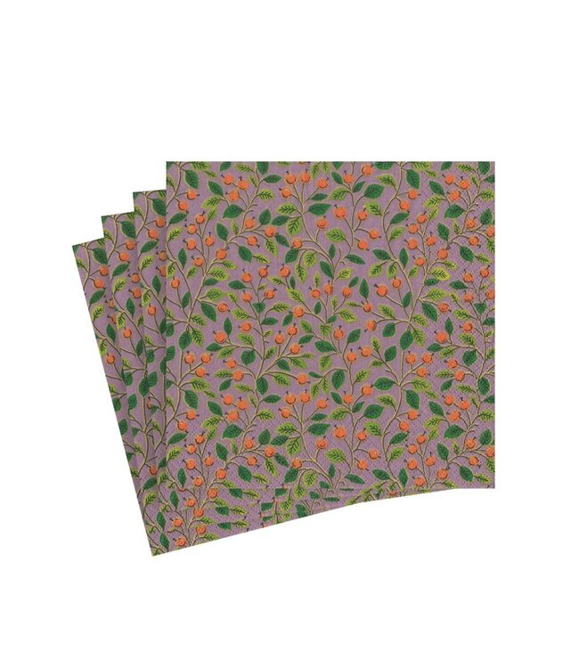 Berries And Leaves Soft Plum Napkin Cocktail