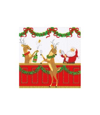 Caspari Santa's Bar Cocktail Napkins - includes 20 Cocktail Napkins