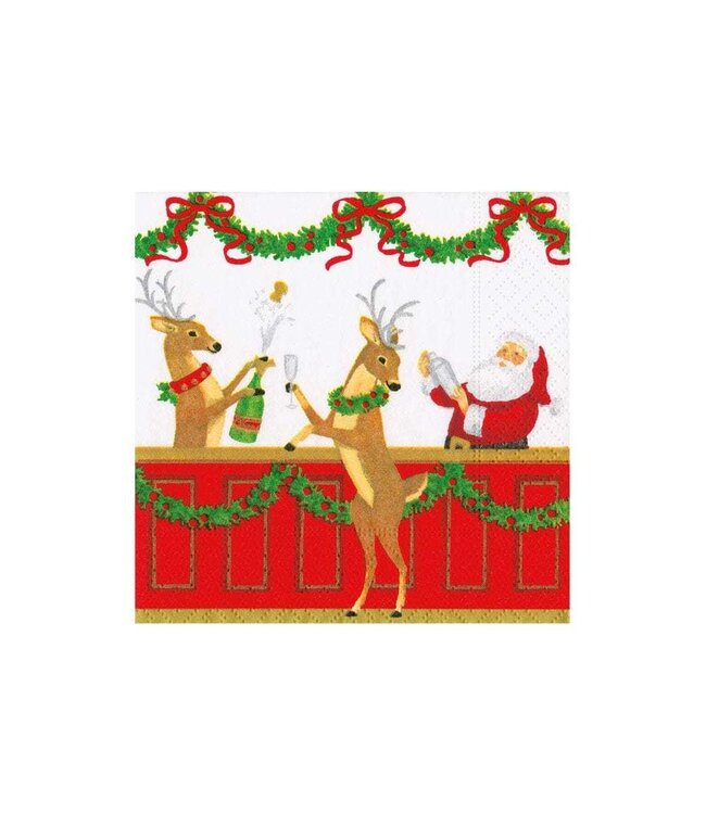 Santa's Bar Cocktail Napkins - includes 20 Cocktail Napkins