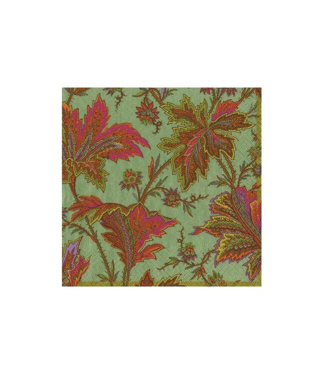 Paisley Leaves Sage Green Cocktail Napkins - includes 20 Cocktail Napkins