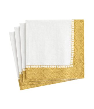 Caspari Linen Border Gold Napkin Cocktail