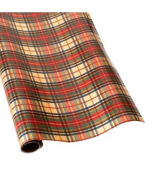 Caspari Dress Stewart Tartan Gold Foil Roll Wrap 30 Inchx 6 Ft Foil-2 Core