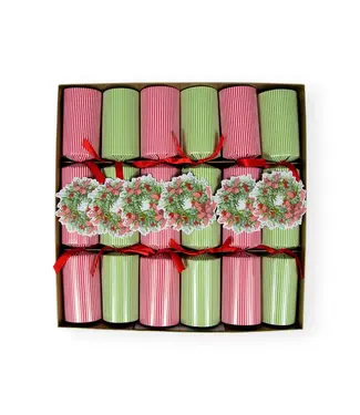 Caspari Ribbon Stripe Wreath Christmas Cracker-12 Inch Long/6-In