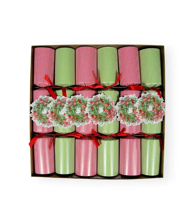 Ribbon Stripe Wreath Christmas Cracker-12 Inch Long/6-In