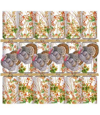 Caspari Turkey And Berries Fall Cracker 12 Inch - 6 per box
