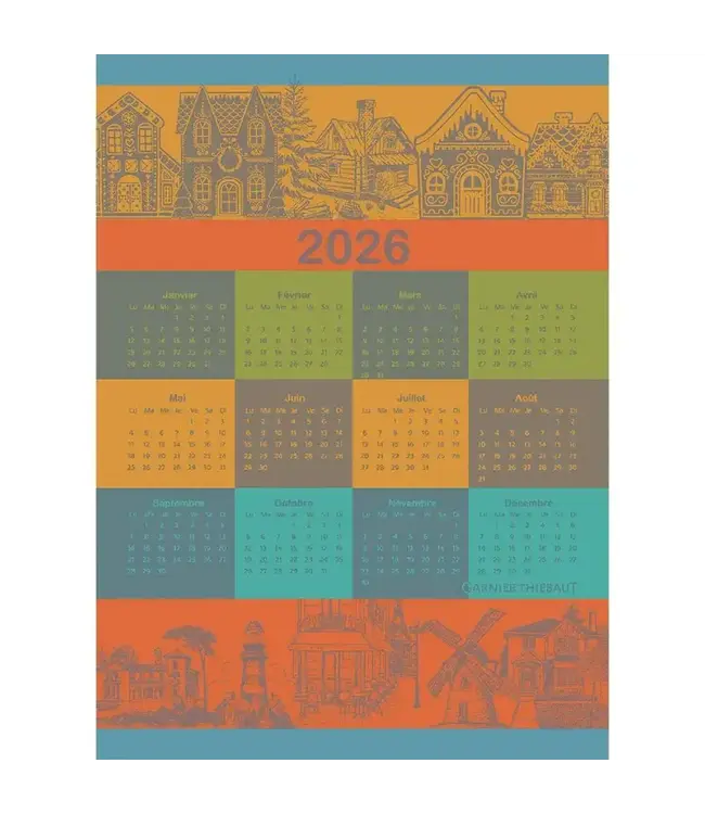 Calendrier 2026 Celebration Kitchen Towel, Cotton