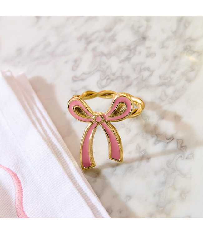 Set of 4 Bow Napkin Rings - Pink