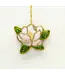 Magnolia Beaded Ornament  Cream/Green  4"